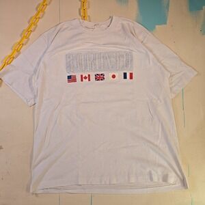 VTG Toronto International Flags T-Shirt USA Canada‎ UK France Tee White 21x26 L